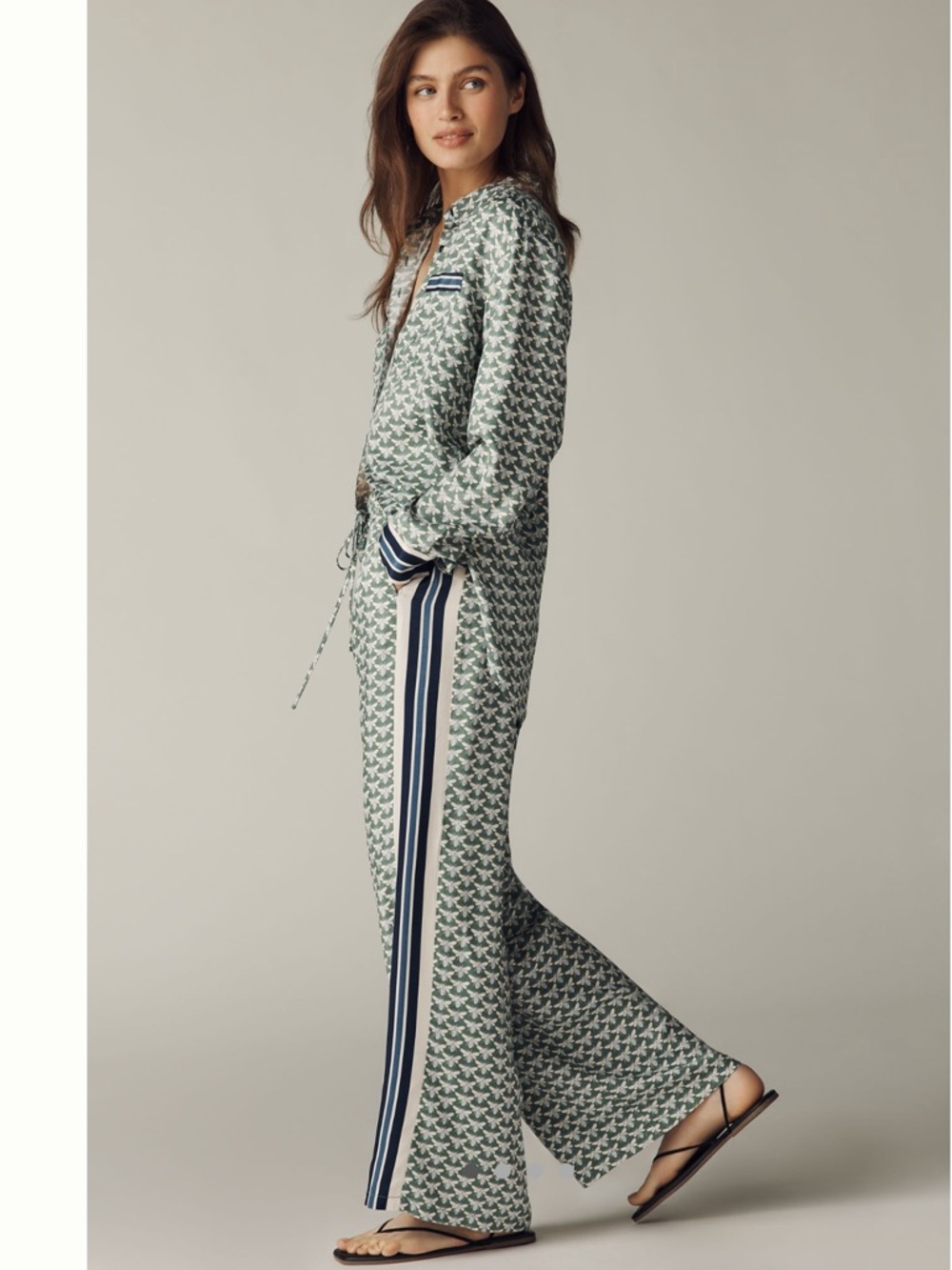 The Brooklin Tie-Front Printed Pull-On Pants by Maeve